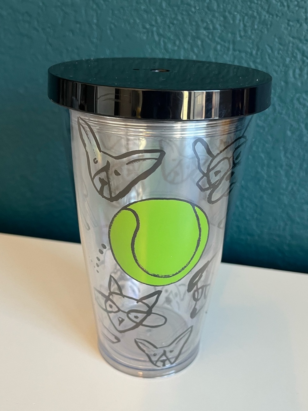 Starbucks 2014 Limited Edition Doodle Dogs Tennis Ball Cold Cup Tumbler 16oz